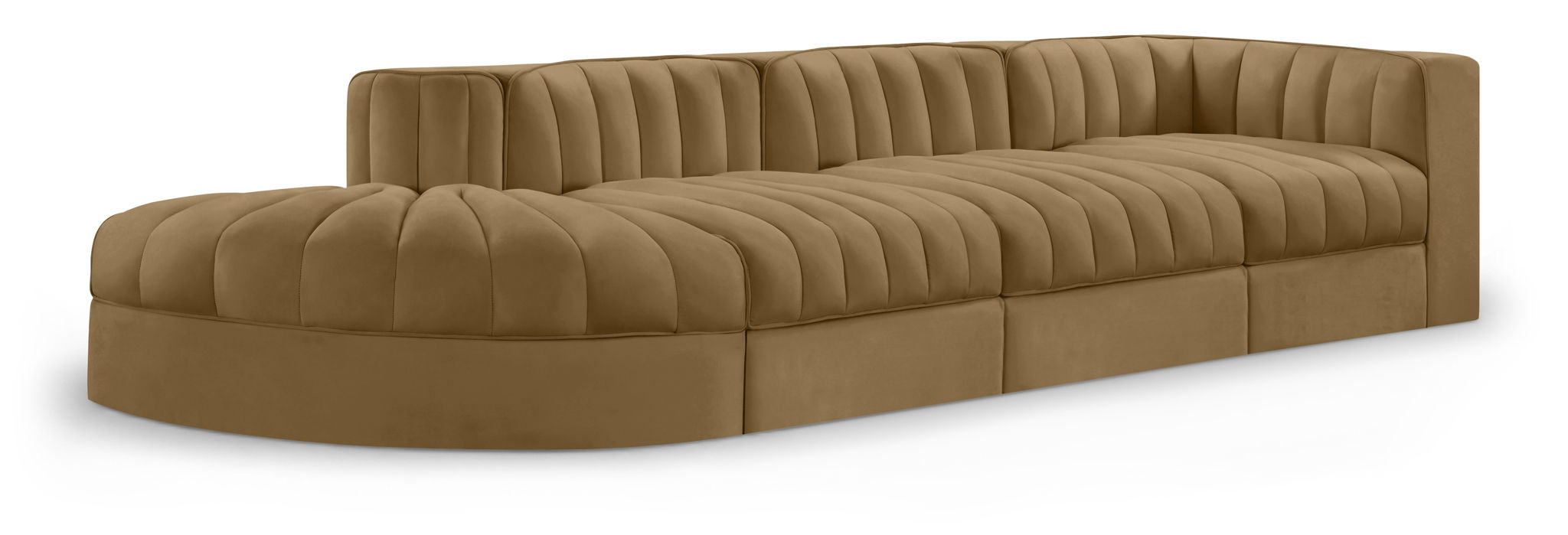 Rummi - Velvet Performance Fabric Upholstered 4 Piece Modular Sectional With Reverse Corner Chair - Simple Home Plus