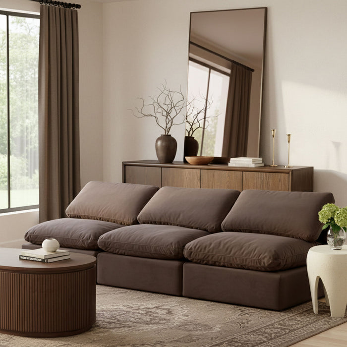 Indulge - Velvet 3 Seat Modular Armless Sofa - Simple Home Plus