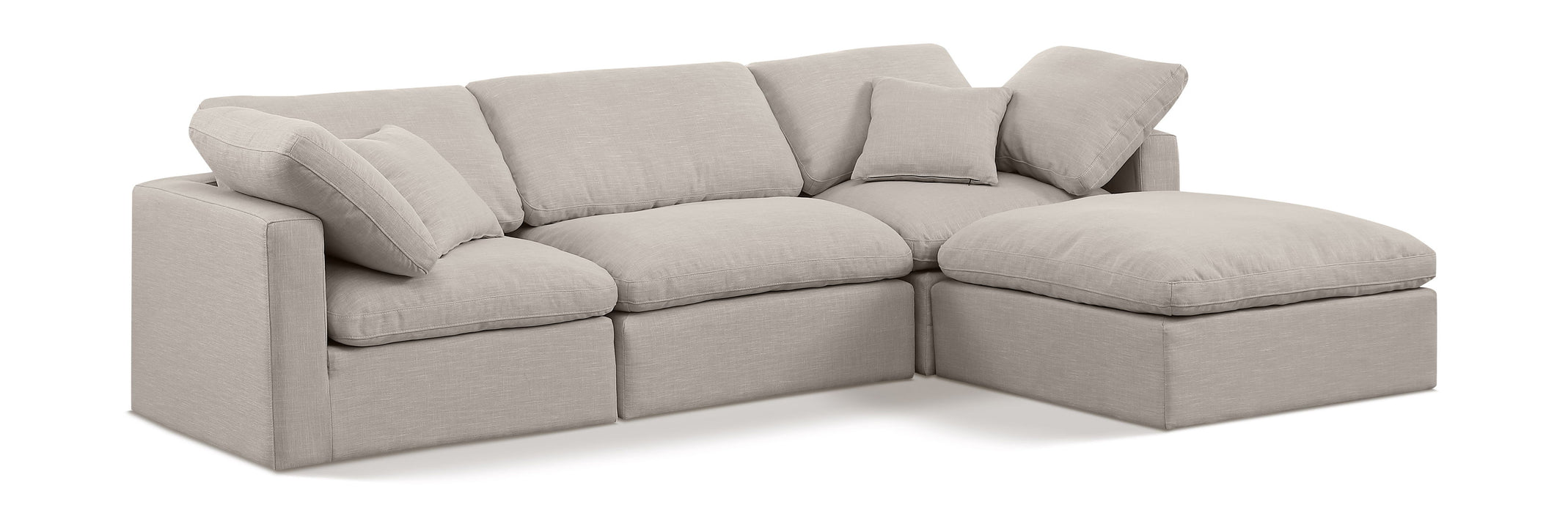 Indulge - Linen 4 Piece Modular Sectional With Chaise - Simple Home Plus