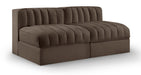 Rummi - Velvet Performance Fabric Upholstered 2 Piece Modular Armless Loveseat - Simple Home Plus