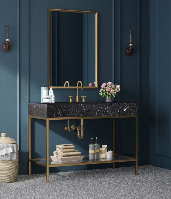Marmo - Engineered Marble Bathroom Vanity With Gold Base - Simple Home Plus