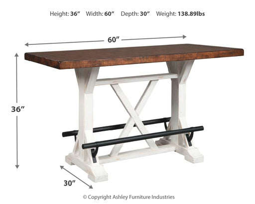 Valebeck - White / Brown - Rectangular Dining Room Counter Table - Simple Home Plus