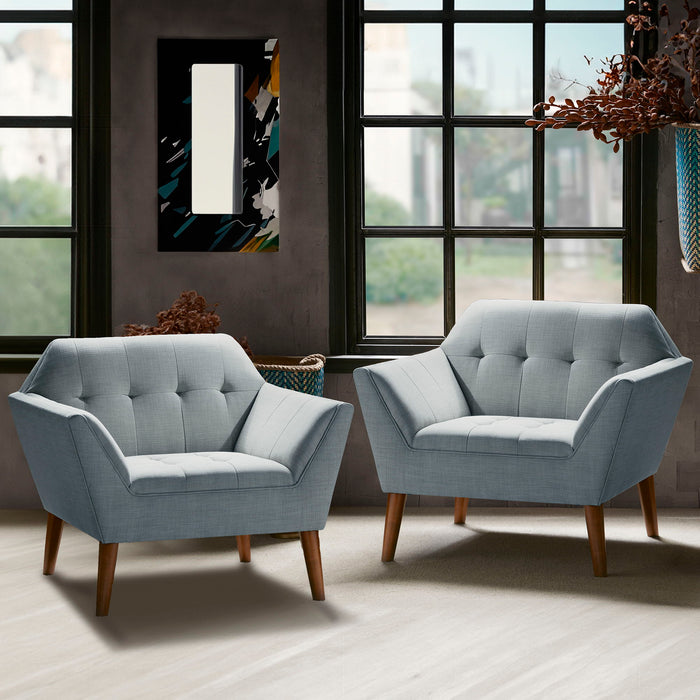 Newport - Wide Mid-Century Modern Lounge Chair (Set of 2) - Light Blue - Simple Home Plus