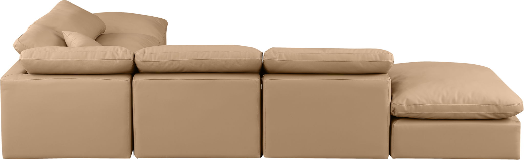 Indulge - Faux Leather 6 Piece Modular Armless Sectional - Tan - Simple Home Plus