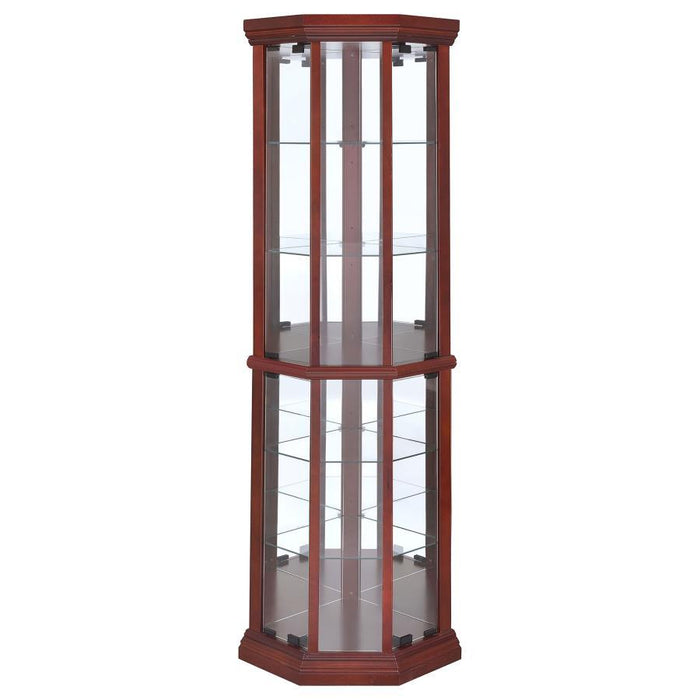 Appledale - 6-Shelf Corner Curio Display Cabinet - Medium Brown - Simple Home Plus