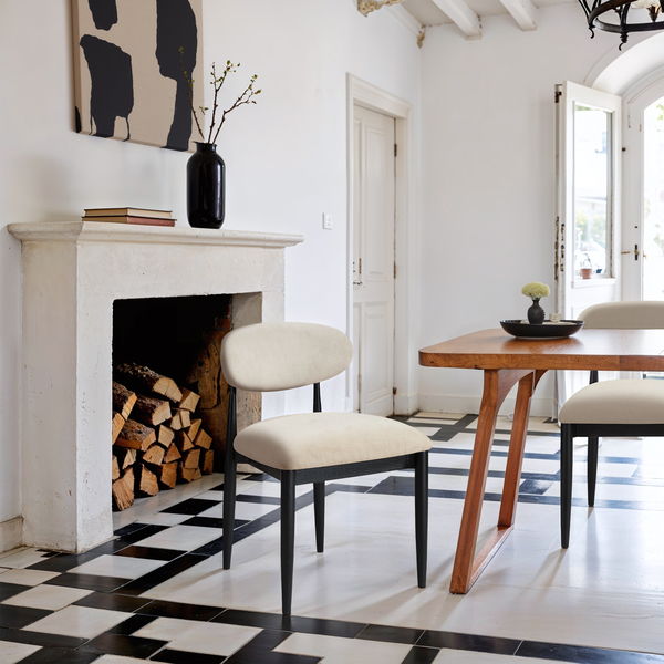 Riccio - Fabric Dining Side Chair (Set of 2) - Black Frame