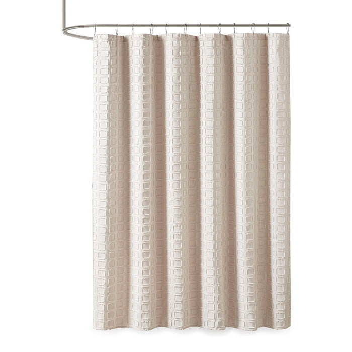 Metro - Woven Clipped Solid Shower Curtain - Sand - Simple Home Plus