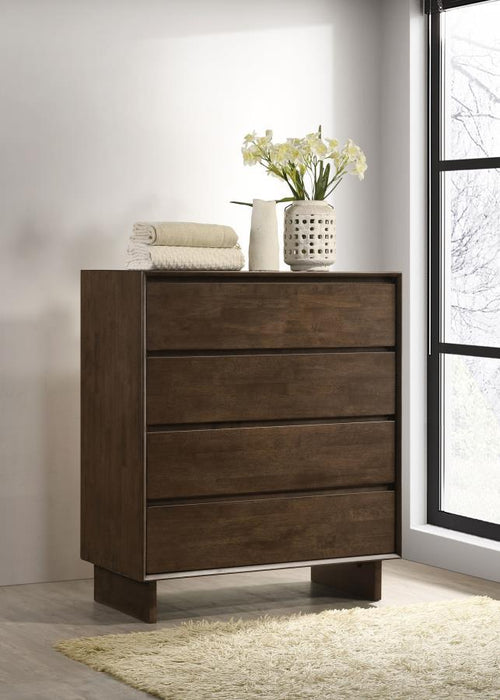Glenwood - 4-Drawer Chest Of Drawers - Warm Brown - Simple Home Plus