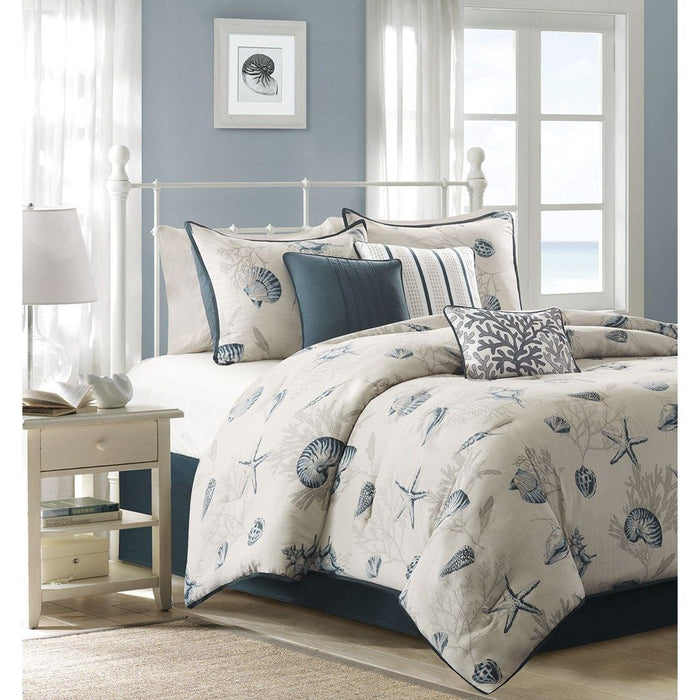 Bayside - California King Comforter (Set of 7) - Blue - Simple Home Plus