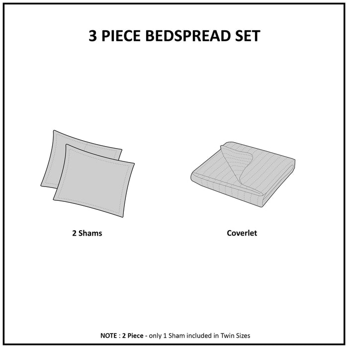 Harper - Reversible 3 Piece Coverlet Set - Taupe - Simple Home Plus