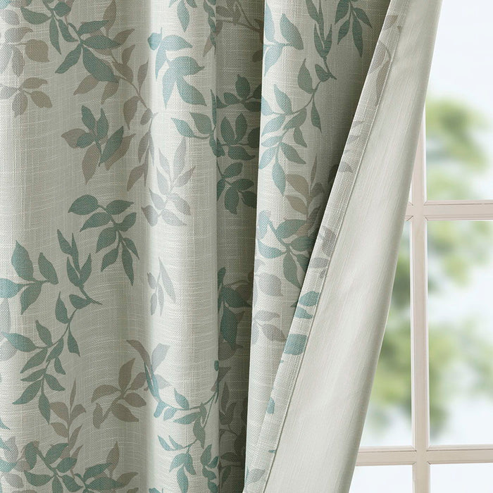 Julie - Printed Botanical Blackout Panel - Aqua - Simple Home Plus