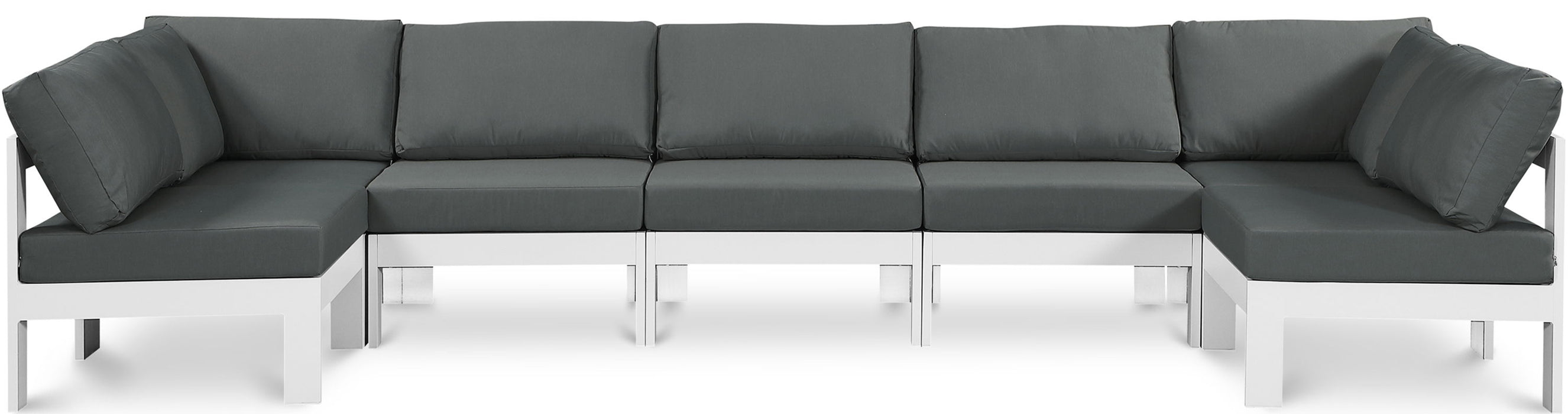 Nizuc - Outdoor Patio 7 Piece Modular Sectional With White Frame - Simple Home Plus