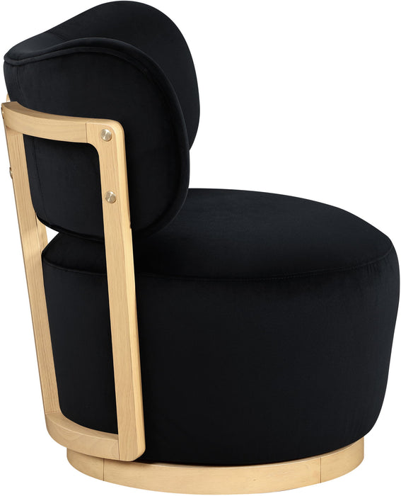 Elara - Velvet Upholstered Swivel Accent Chair - Stained Natural - Simple Home Plus