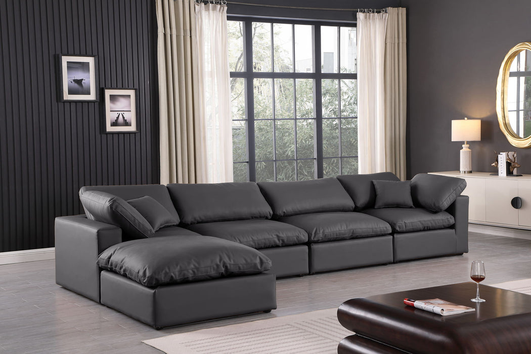 Comfy - 5 Piece Faux Leather Modular Sectional With Chaise - Simple Home Plus
