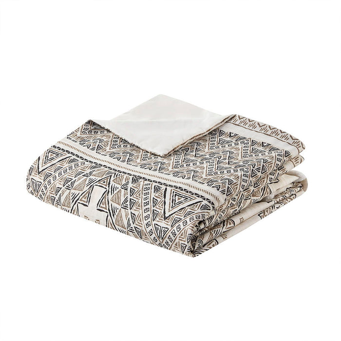 Ibiza - 4 Piece Printed Duvet Cover Set With Throw Pillow - Black / Ivory - Simple Home Plus