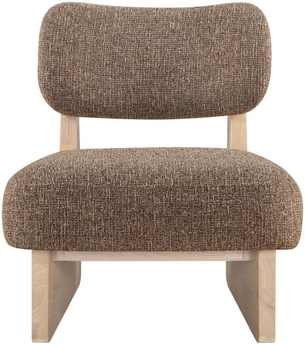 Vetra - Linen Textured Fabric Upholstered Accent Chair With Natural Base - Simple Home Plus