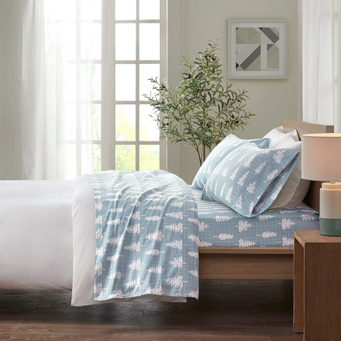 Cozy Flannel - Queen 100% Printed Sheet Set - Blue Forest