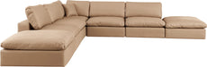 Comfy - 7 Piece Faux Leather Modular Corner Sectional - Tan - Simple Home Plus
