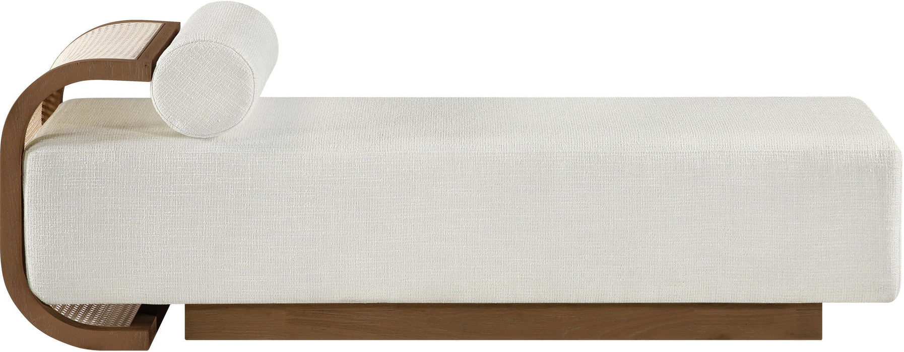 Zephyr - Linen Textured Fabric Upholstered Chaise - Painted Brown Walnut Base - Simple Home Plus
