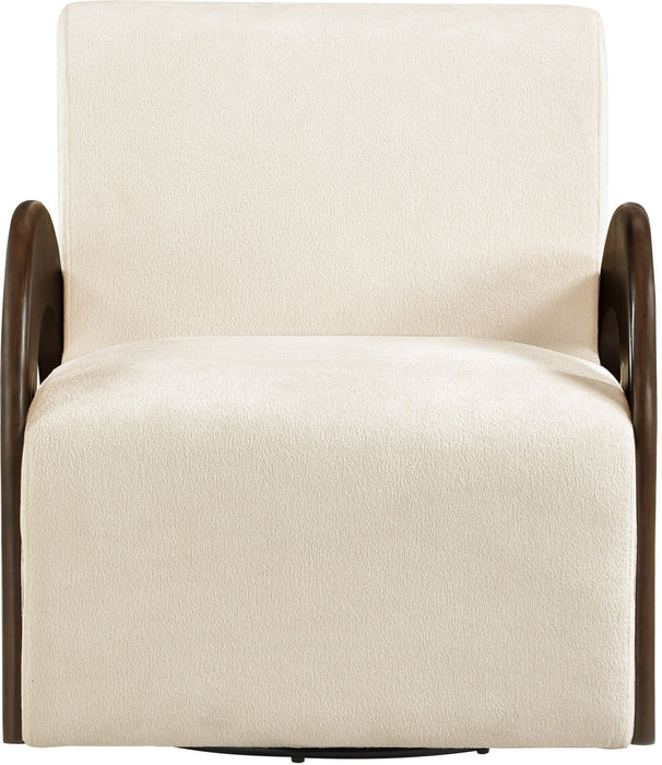 Neria - Chenille Fabric Upholstered Swivel Accent Chair - Painted Brown Base - Simple Home Plus