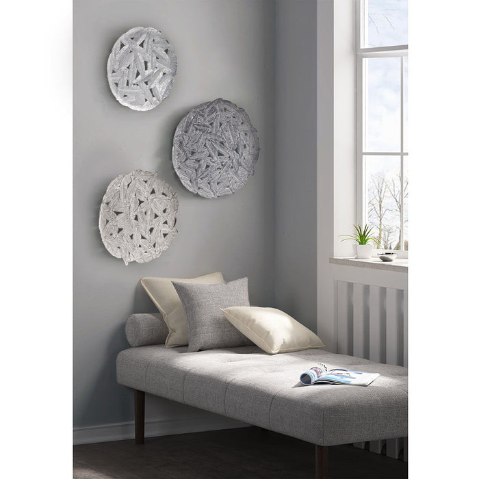 Rossi - Feather Painted Round Wall Decor (Set of 3) - Gray - Simple Home Plus