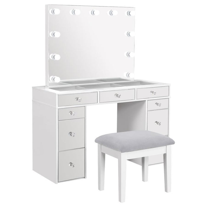 Regina - Makeup Vanity Table Set With Lighting - White - Simple Home Plus
