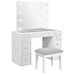 Regina - Makeup Vanity Table Set With Lighting - White - Simple Home Plus