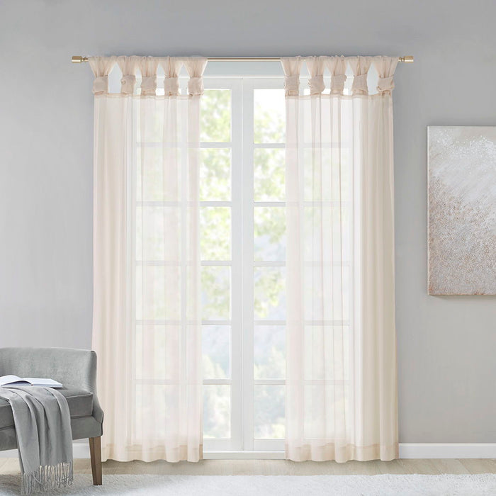 Ceres - 84" Twist Tab Voile Sheer Window Pair - Ivory - Simple Home Plus