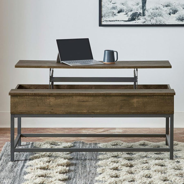 Byers - Engineered Wood Lift Top Coffee Table - Brown Oak - Simple Home Plus