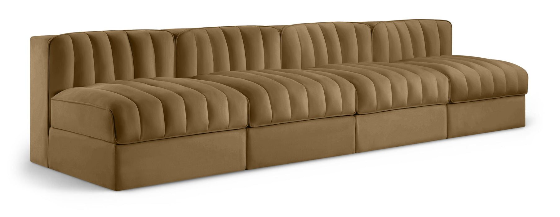 Rummi - Armless Velvet Performance Fabric Upholstered 4 Piece Modular Sofa - Simple Home Plus