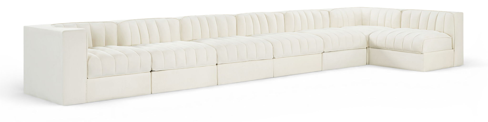 Rummi - Velvet Performance Fabric Upholstered 7 Piece Modular Sectional, L-Shaped (Right) - Simple Home Plus