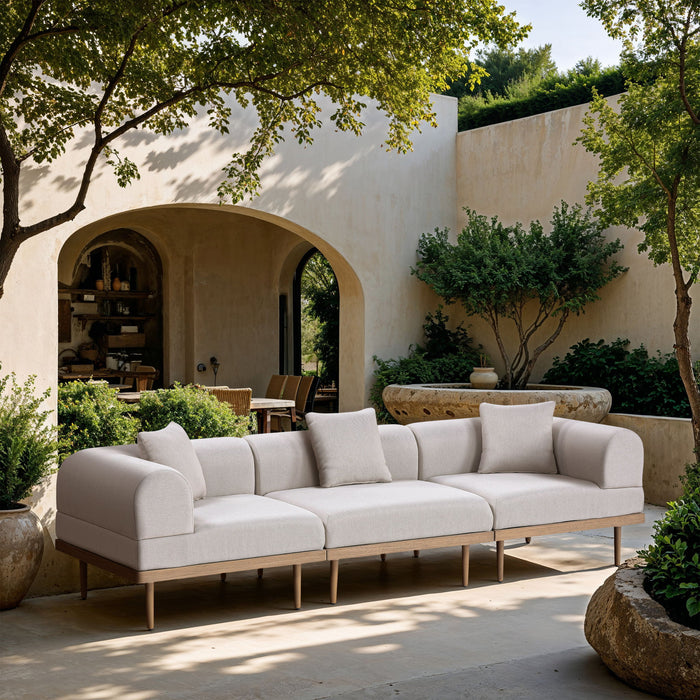 Laguna - 3 Piece Resilient Water Resistant Fabric 106.5" Upholstered Outdoor Patio Modular Sofa - Simple Home Plus