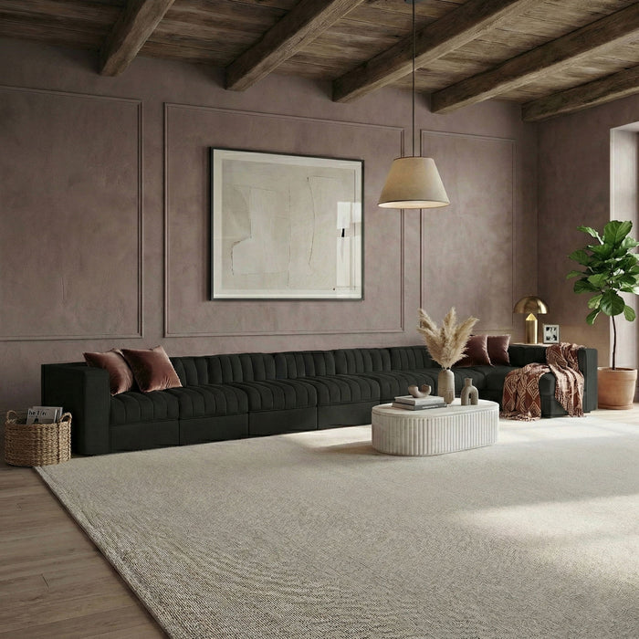 Rummi - Velvet Performance Fabric Upholstered 8 Piece Modular Sectional, L-Shaped (Right) - Simple Home Plus