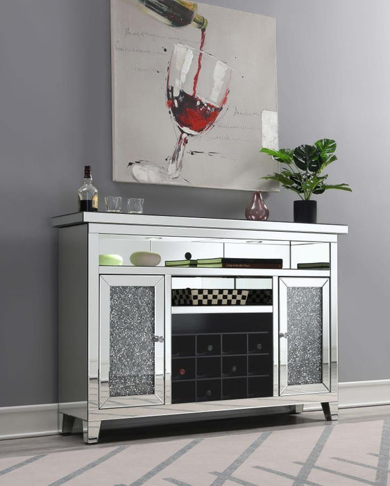Melinda - 2-Door LED Mirrored Wine Storage Bar Cabinet - Silver - Simple Home Plus