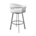 Chelsea - 25" Counter Height Swivel Bar Stool - Silver Finish And White Faux Leather - Simple Home Plus