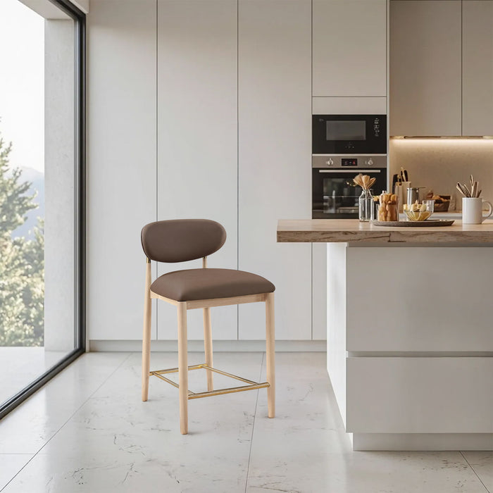 Riccio - Stool - Natural And Gold Frame - Simple Home Plus