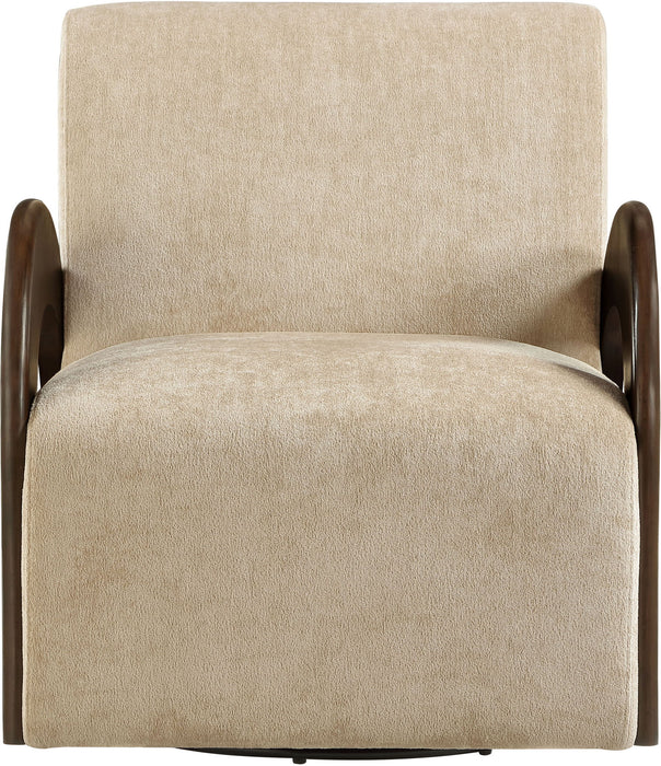 Neria - Chenille Fabric Upholstered Swivel Accent Chair - Painted Brown Base - Simple Home Plus