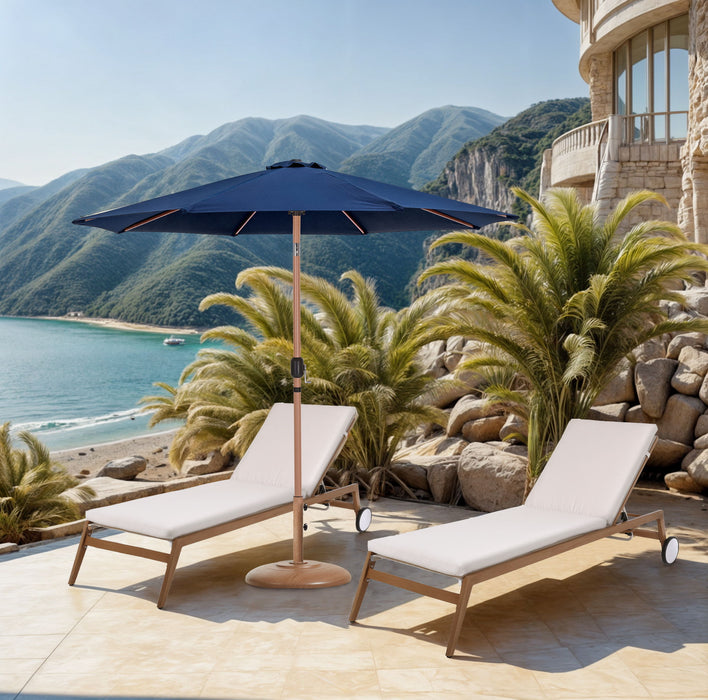 Fiji - Aluminum Patio Umbrella With Round Teak Base - Simple Home Plus