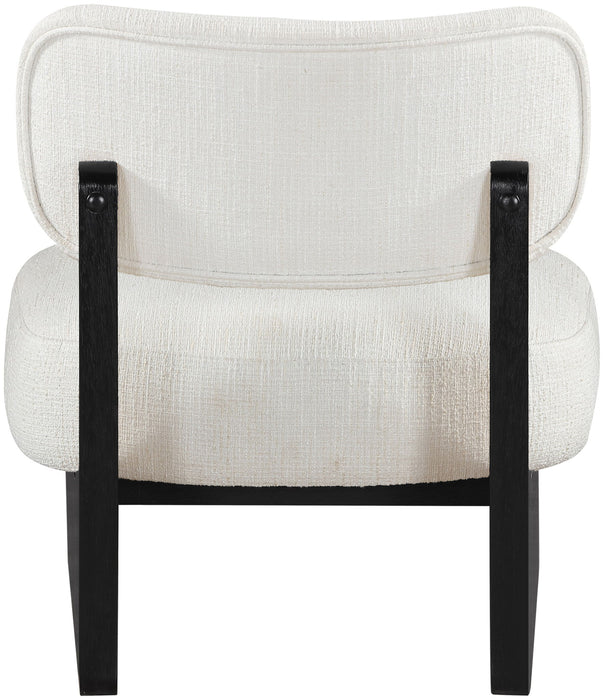 Vetra - Linen Textured Fabric Upholstered Accent Chair With Black Base - Simple Home Plus