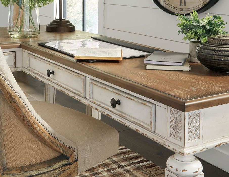 Realyn - Home Office Desk Return - White / Brown - Simple Home Plus