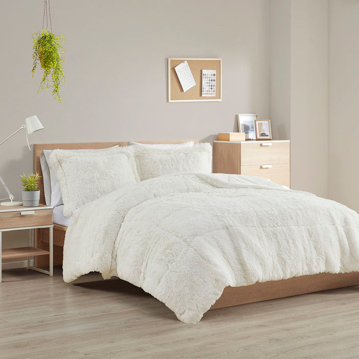 Malea - Shaggy Comforter Mini Set - Ivory - Simple Home Plus