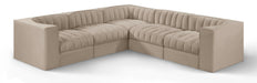 Rummi - Symmetrical Velvet Performance Fabric Upholstered 5 Piece Modular Sectional - Simple Home Plus