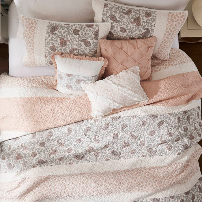 Dawn - 6 Piece Reversible Coverlet Set - Blush - Simple Home Plus