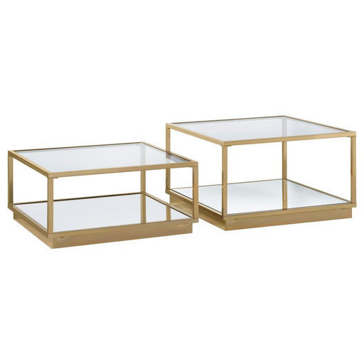 Renee - 2 Piece Square Coffee Table Set - Rose Brass - Simple Home Plus