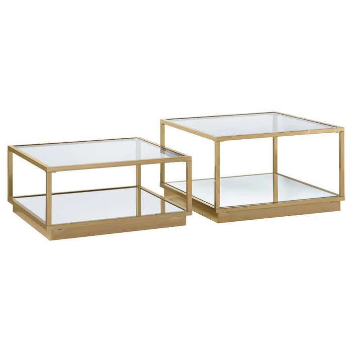 Renee - 2 Piece Square Coffee Table Set - Rose Brass - Simple Home Plus