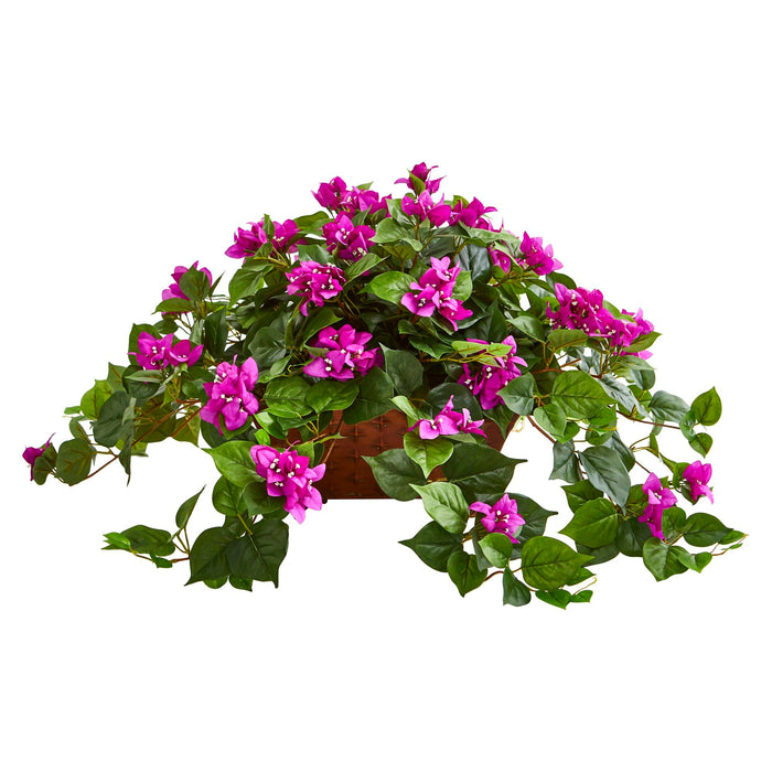 17" Bougainvillea Artificial Plant in Metal Planter
