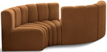 Arc - Velvet 4 Piece Curved Modular Sofa - Saddle - Simple Home Plus