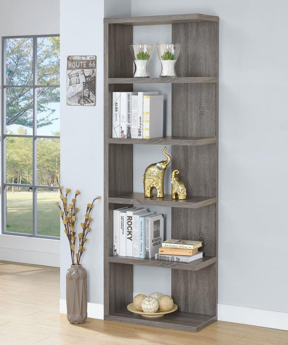 Harrison - 5-Shelf Bookshelf - Weathered Gray - Simple Home Plus