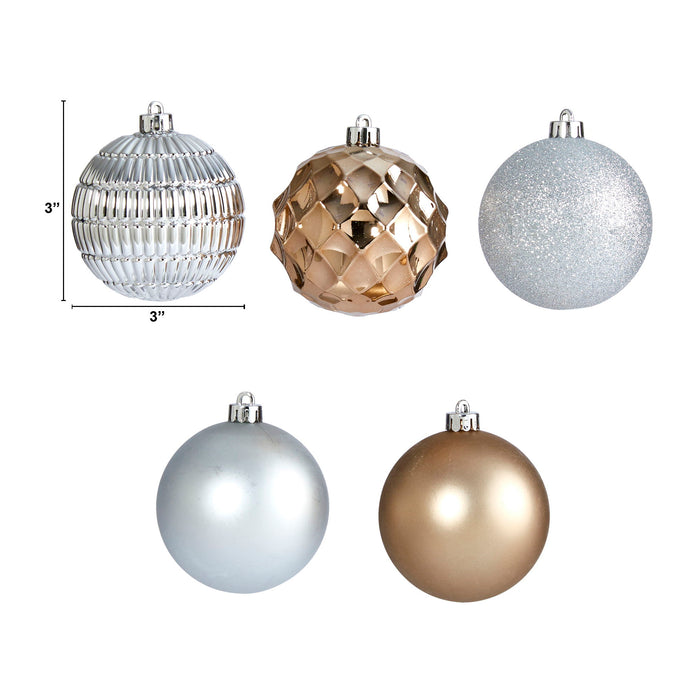 Holiday Shatterproof 40 Count Xmas Tree Ornament Set 80mm