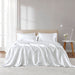 Satin - California King Wrinkle - Free Luxurious 6 Piece Sheet Set - White - Simple Home Plus